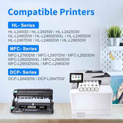 myCartridge Compatible DR830 Drum Unit Replacement for Brother DR830 DR-830 Drum forHL-L2460DW DCP-L2640DW HL-L2405W MFC-L2820DW HL-L2400D HL-L2480DW MFC-L2820DWXL Printer( Black 1 Pack,No Toner)