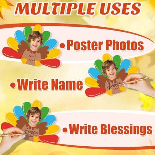 50Pcs Thanksgiving Turkey Cutouts Thanksgiving Turkey Bulletin Board Photo Cutout Fall Bulletin Board Decor Autumn Harvest DIY Craft Art School Home Party Favor