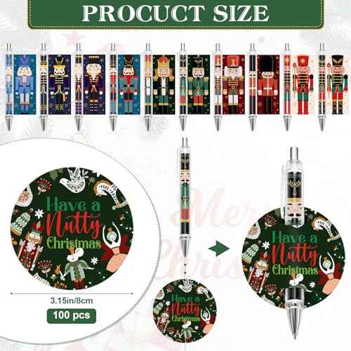Jetec 100 Set Christmas Nutcracker Gifts Included Nutcracker Ballpoint Pens Soldier and King Retractable Pen with Have a Nutty Christmas Card for Xmas Party Favor