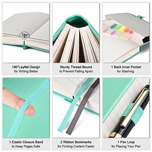 5 Pack College Ruled Notebook, 312 Numbered Pages Thick Notebooks Bulk, 100gsm No Bleed Paper Hardcover Leather Journal, Lined Journal Notebook Set for Women Men School Office, A5, Multicolor