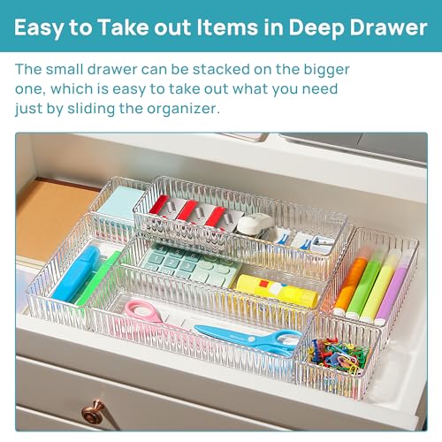 Clear Makeup Drawer Organizer Bins 7 pcs Stackable Acrylic Storage Containers