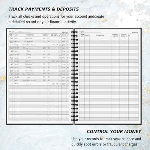 Accounting Ledger Book - A5 Check Register for Small Businesses & Personal Use, Account Book for Tracking Money, Expenses, Deposits & Balance, 5.8" x 8.6" (Black)