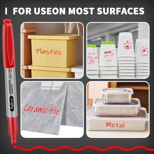 Red Permanent Marker Bulk, Fine Point Markers work on Plastic Metal Wood etc., Quick Drying,Fade Resistant,No smear, Perfect for Classroom, Home, Office, 18 Count