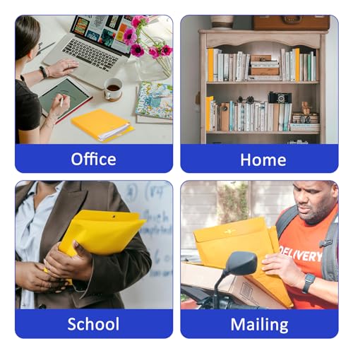 Yellow 25 Pack 9x12 Heavyweight Manilla Envelopes with Clasp - Expandable Business Mailers