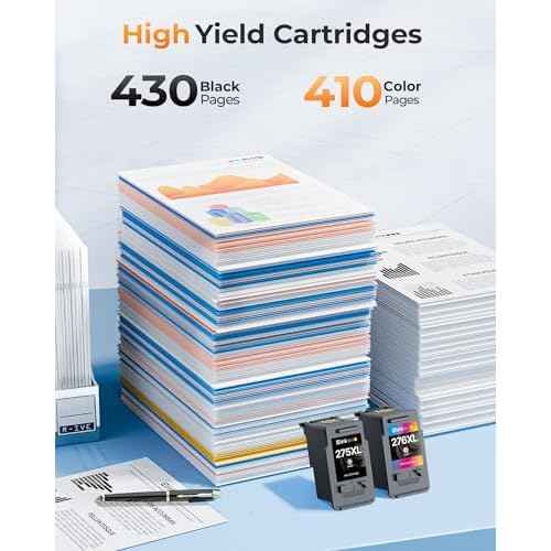 PG-275XL/CL-276XL Ink Cartridge Replacement for Canon 275 and 276 Ink Cartridges for Canon Ink 275 276 for Canon Printers PIXMA TS3520 TS3522 TS3720 TS3722 TR4720 TR4722 TR4723 (2 Pack)