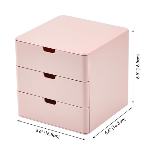 Dalanpa 3-Drawer Vanity Organizer, Compact Storage Organization Drawers Small Size Pink
