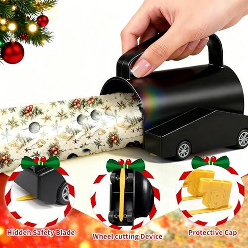 HSRBO Paper Cutter for Gift Wrap, Universal Roll Fit, 4 Blades, Easy Use