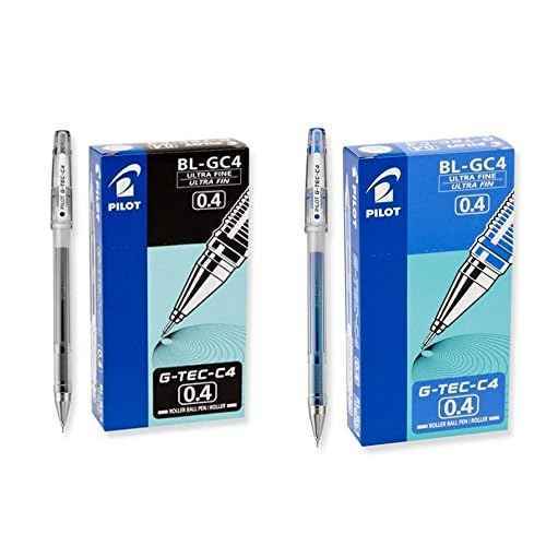 Pilot G-Tec-C4 Gel Rolling Ball Pens, Ultra Fine Point Bundle, 1 Dozen Blue, 1 Dozen Black