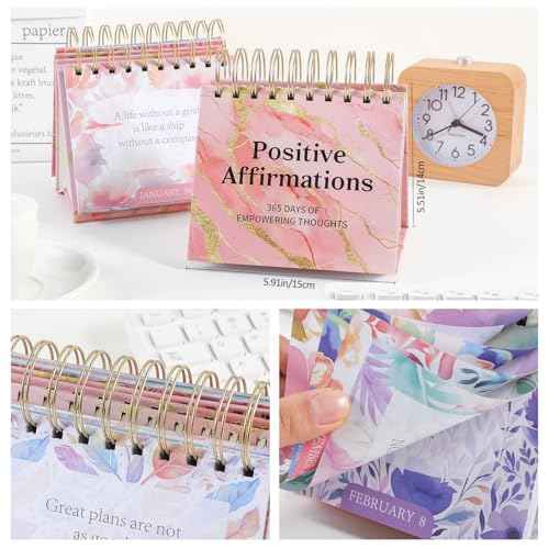 Daily Flip Calendar with Inspirational Quotes - Motivational Perpetual Calendar Desk Office Home Decor for Women, Gifts Desk Accessories for Girls Positive Affirmations