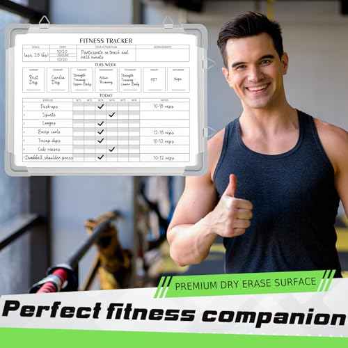 Lincia 24 x 18 Inch Fitness Tracker Whiteboard Workout Calendar for Home Gym Dry Erase Planner Hanging Removable to Do List for Wall Whiteboard with Aluminum Frame for Gym Fitness Program(Style A)
