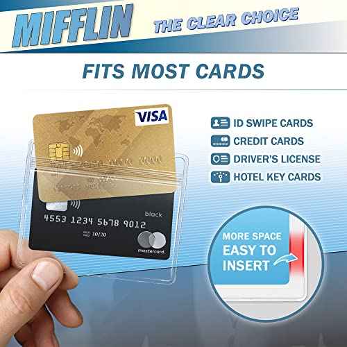 MIFFLIN Lanyard (Black, 3.5x2.25 inch, 250 Pack) with Clear Plastic Horizontal ID Badge Holder, Heavy Duty Name Pouch with Soft, Woven, Neck Lanyards