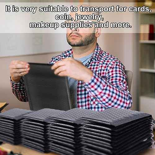 Henoyso 100 Pcs Bubble Mailer 4 Sizes Self Adhesive Black Waterproof Padded Envelopes Cushioning Seal Bubble Shipping Envelopes for Mailing Packaging Small Business Packing Supplies