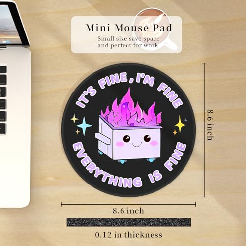 Hancynir Funny Mouse Pad for Desk - Purple Dumpster on Fire Round Mousepad