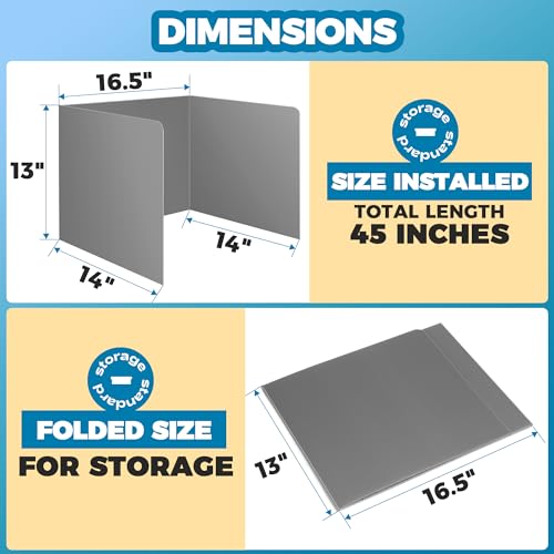20-Pack Desk Dividers for Students - Durable & Waterproof Plastic Privacy Shield Divider, Classroom Folders Teacher Supplies, Easy-to-Clean Plastic Study Carrel Folder Boards for Student Desks, Grey