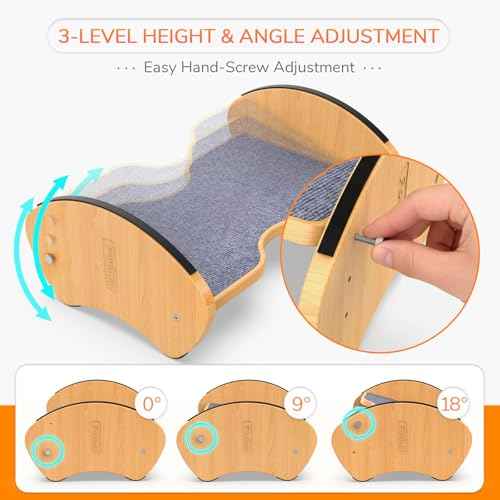 Bamboo Foot Rest for Under Desk - Fovima 2-in-1 Adjustable & Reversible Ergonomic Footstool, Permanent Dual-Sided Cushion, Tool-Free Height & Angle Adjustment