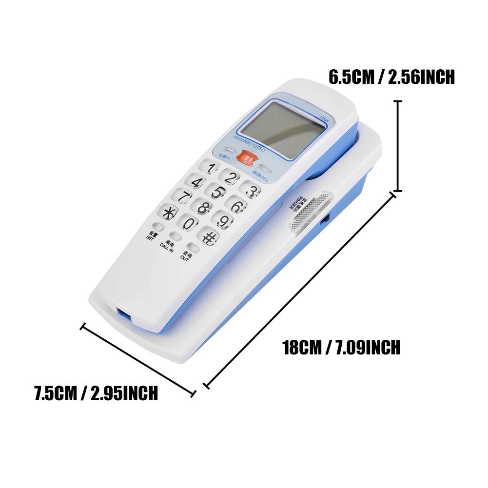 Corded Phone, /DTMF Caller ID Telephone Wall-Mounted Fixed Corded Phone Desk Put Landline Fashion Extension Telephone for Home (White)
