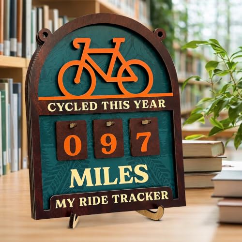 Miles Cycled This Year Tracker Sign - Cycling Gift (HDKY) Cycled Variant