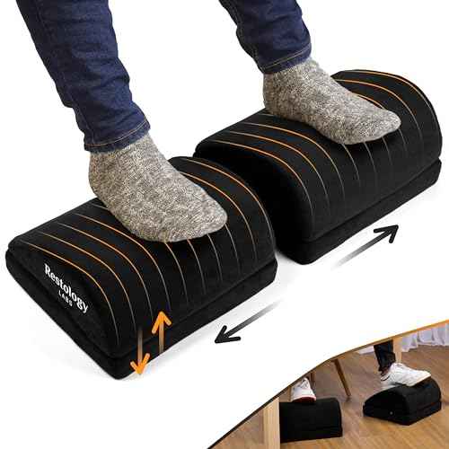 | Adjustable Width, Double Footrest for Under Desk - Adjustable Height, Width & Placement Foot Rest to find That Perfect Position, 24in Wide