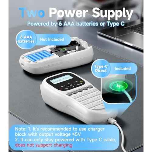 Label Maker Waterproof-Labels, Keyboard Label Maker Machine with-Tape 12mm 0.47 Laminated White, Backlit Screen Multiple Fonts & Symbols, Portable Labeler for Home Office School Use, H1100