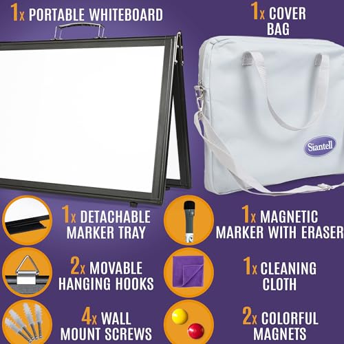 Small Dry Erase White Board ? Magnetic Desktop Whiteboard - 16x12 inch 4 Sides Portable Whiteboard for Kids - Tabletop Mini Easel with Cover Bag for Office Desk, Students, Teachers