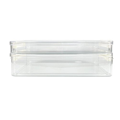 Krylox Clear Plastic File Storage Boxes with Lids - US Letter Size (8.5 x 11 in) Document Organizer Set for Office, School, Home, Stationery, Craft Paper, Photos & Scrapbooking