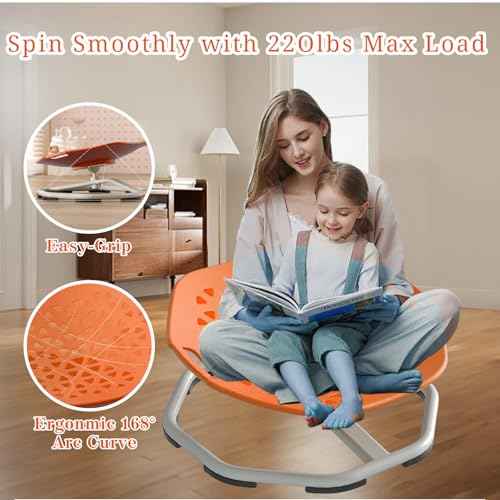 Sensory Spinning Chair - Swivel Chair for Autistic, Autism Spinning Chair with Handle (Orange)
