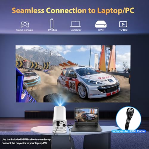 ¡¼Built-in APPS & Electric Focusing & Auto Keystone¡½Mini Projector With Wifi And Bluetooth, 1080P Portable Projector, Movie Projector for Bedroom, Supports Smartphones/TV Stick/iPad/PS5/Laptop/HDMI/USB