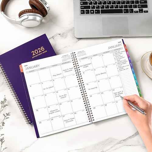 2026 Appointment Book/Planner - 8.2" x 11", Daily Planner 2026 from Jan. 2026 - Dec. 2026, 2026 Daily Hourly Planner with 30-Minute Interval, 12 Monthly Tabs, Back Pocket