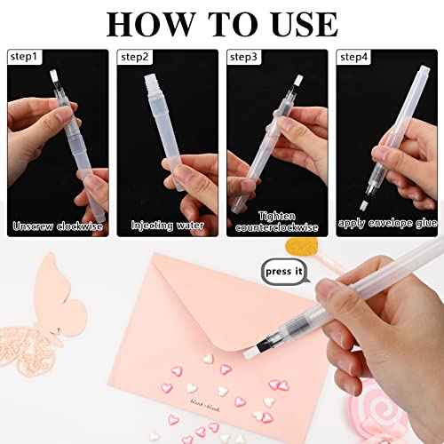 4Pcs Envelope Moistener, Envelope Wetter Envelope Sealers, Envelopes Sealer Moistener with Brush Head, Pencil Style Envelope and Stamp Moisteners