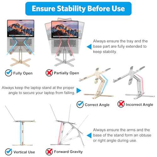 OMOTON 360 Rotating Laptop Stand Riser for Desk, Ergonomic Foldable Computer Stand Adjustable Height Angles for Collaborative Work, Easy Storage Fit Macbooks,All Laptops up to 16 inches, Gold
