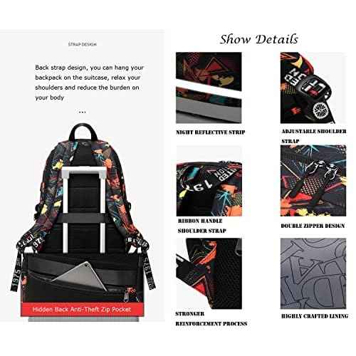 American Football Player 15 Multifunction Rugby Backpack Travel Laptop Daypack Night Reflective Strip Fans bag For Men Women (Red Pattern - 2)