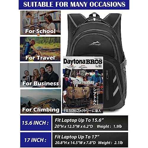 ProEtrade Backpack Bookbag for College Laptop Travel, Fit Laptop Up to 15.6 inch with USB Charging Port Multi Compartment Anti theft, Gift for Women Men (Black)