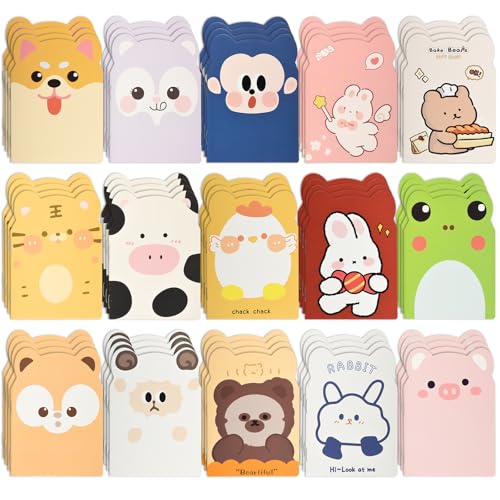 100 Packs Mini Notebooks for School Mini Cute Animal Notebooks Mini Notebooks Bulk for Christmas Day Office Classroom prizes College Ruled Pages(Cartoon Animals)
