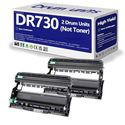 OKGO DR730 Drum Unit 2 Pack (Not Toner) Compatible Replacement for Brother DR-730 DR760 760 Drum Compatible with HL-L2350DW HL-L2370DW HL-L2395DW HL-L2325DW MFC-L2750DW MFC-L2710DW L2690DW
