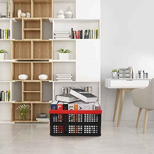 Gloreen 3 Packs 35 Quart Folding Crate Basket, Collapsible Storage Milk Crates