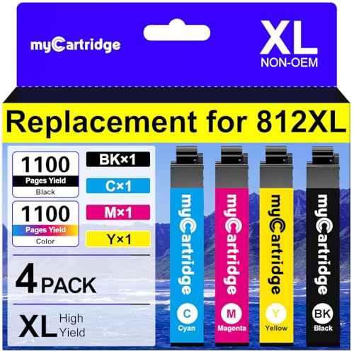 myCartridge Remanufactured for Epson 812XL Ink Cartridges Combo Pack Replacement for 812 Ink Cartridges 812XL T812XL Compaitble with Workforce Pro WF-7840 WF-7820 WF-7310 EC-C7000 Printer£¨4 Pack£©