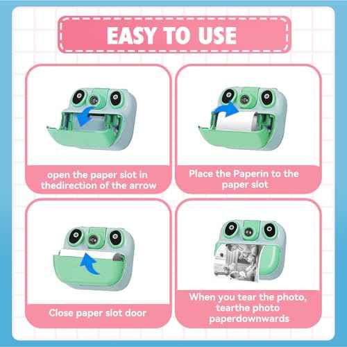 12 Rolls Mini Thermal Printer Sticker Paper, Kids Instant Camera Refill Print Paper, Atnadov HD Thermal Paper for Most Kids Instant Camera (White-12 Rolls Sticker Paper)