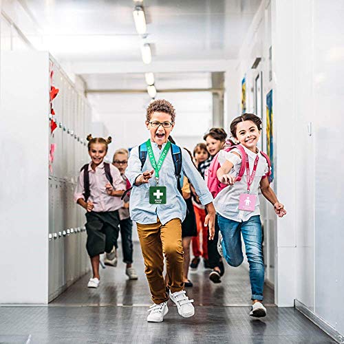 School Hall Pass Lanyards with Card Passes Set for Teachers & Students, Durable PVC, 5 Pack