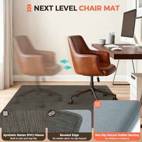 BAGAIL Office Chair Mat for Hardwood Floor, 48"x60" Heavy Duty Computer Chair Mat - Fast Flat & Smooth Glide - Non-Slip Desk Chair Floor Protector for Home Office - Dark Brown