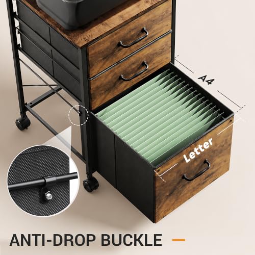 DEVAISE 3-Drawer Mobile File Cabinet + Rustic Brown Wood Grain 15.8''D x 15.4''W x 26.8''H