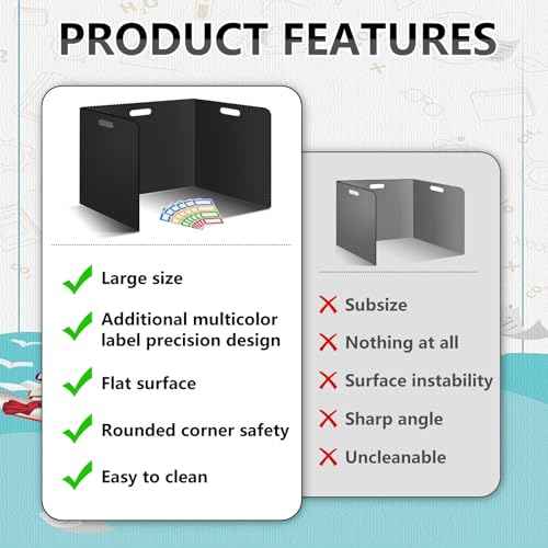22 Pcs Desk Dividers for Students 14 ¡¿ 17.5 ¡¿ 14 Inch Plastic Waterproof Privacy Folders Shields Test Dividers with Black Classroom Privacy Boards for School Study Teacher Supplies