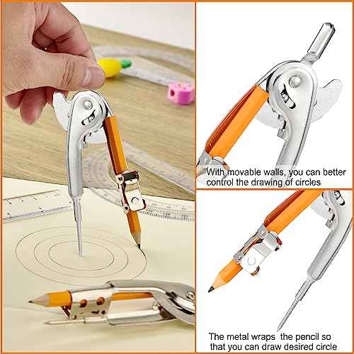 120 Pieces Geometry Math Set Compass for Geometry Math Compass and Protractor Set Include Metal Compass with Pencil Plastic Ruler and Protractor for Student School Office Woodworking Drawing Tools
