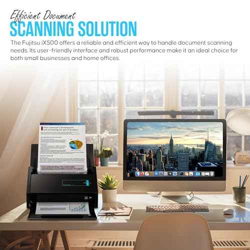 IX500 Fujitsu Scansnap Receipt Scanner for Mac & PC - USB High Speed Cloud Enabled Document, Photo Scanners - ADF with Duplex Scanning - Comes with 16v, USB 3.0 Cable (Renewed)