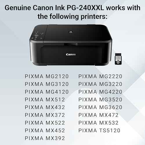 Canon PG-240 XXL Genuine Black Ink Cartridge, Compatible with MG2120/3120/4120, MX512/432/472/372/392/522/532/452, MG2220/3220/4220/3520/3620, TS5120
