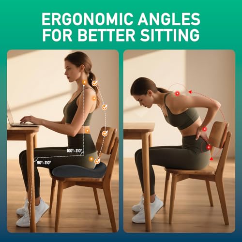 Non-Flattening Seat Cushion for Office Chairs,Gaming Chairs ? Stocking Stuffers Gifts for Women Men, Ergonomic Design for Long Sitting, Coccyx Cushion for Tailbone Pain, Memory Foam Firm Support