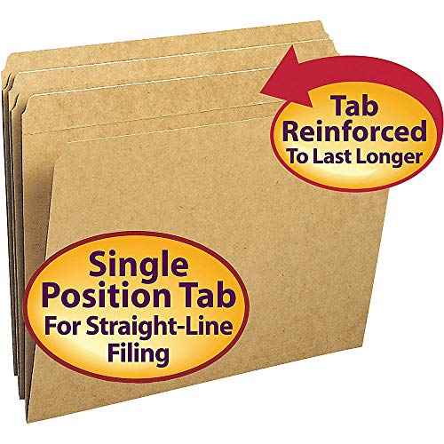 Smead File Folder, Reinforced Straight-Cut Tab, Letter Size, Kraft, 100 Per Box (10710)