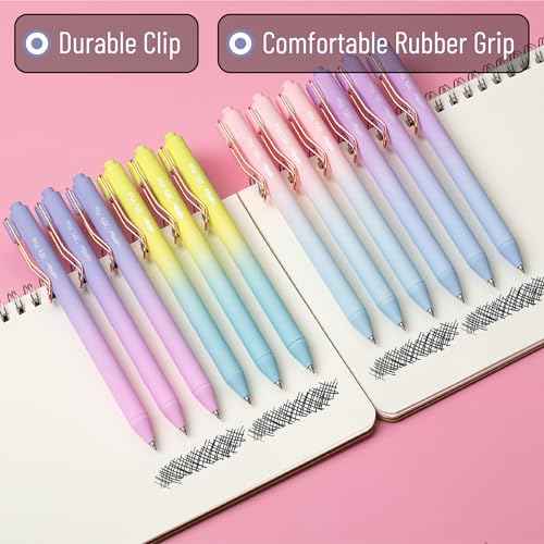 Mr. Pen- Retractable Gel Pens, 12 Pack, Black Ink Gel Pens Fine Point 0.5mm, Gradient Barrel, Fast Dry, Retractable Pens, Gel Ink Pens, Aesthetic Pens for Journaling Fine Tip Pens