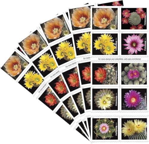 USPS Forever First Class Postage Stamps - Cactus Flower Collection, 20 Booklets (100 Stamps)