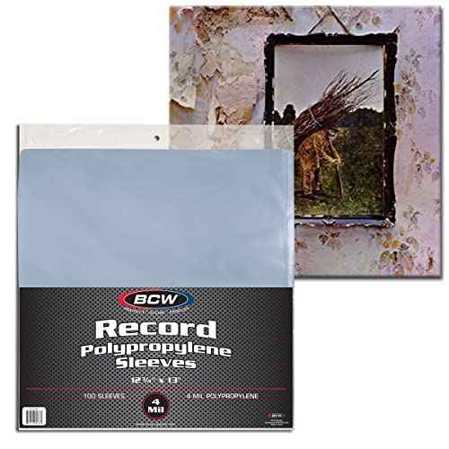 BCW 4 Mil Record Sleeves (12 Inch) - 100 ct | Clear Polypropylene Vinyl Album Protectors for 33 1/3 RPM | Archival Quality, Acid-Free | Premium Outer Sleeves for Storage of Your Vinyl Collection