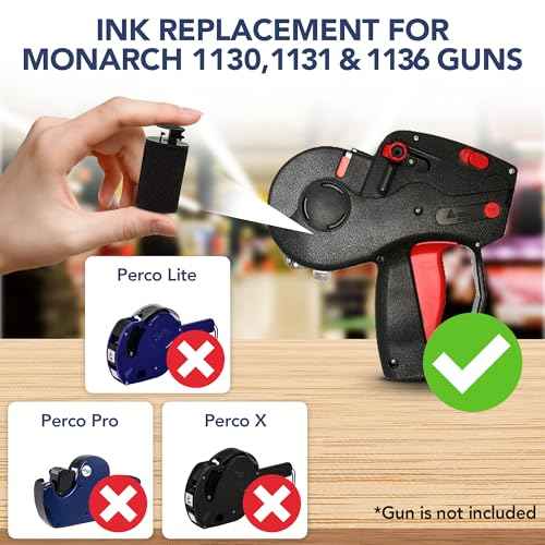 Perco Ink Roll for Monarch 1130, 1131 and 1136 Price and Date Guns - Pack of 10 Replacement Inkers for Monarch 1130, 1131 and 1136 Labelers - Easy to Load, Premium, Clear & Bold Prints - Made in USA